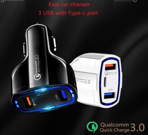 Chargeur de voiture rapide rapide 3 USB Type C 35W 7A Chargeurs d'adaptateur d'alimentation automobile pour Samsung S7 S8 Android Phone PC3839176