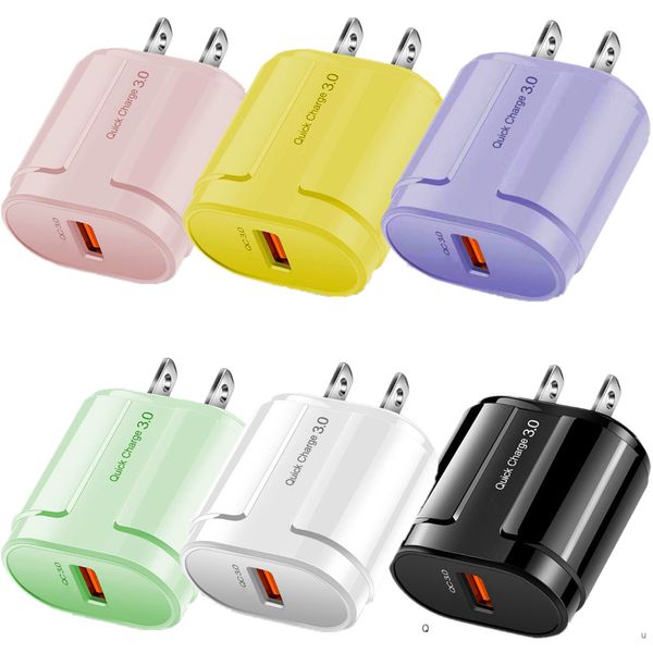 Charge rapide rapide 18W EU US chargeurs QC3.0 USB adaptateur secteur maison voyage AC chargeur mural pour IPhone 12 13 14 15 htc lg téléphone android