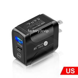 Charge rapide rapide 25W 18W 20W PD Type C USB C Chargeur mural EU US UK AC Adaptateur secteur de voyage à domicile pour Iphone 12 13 X XR 14 15 Pro Max Samsung Lg F1 avec boîte de vente au détail