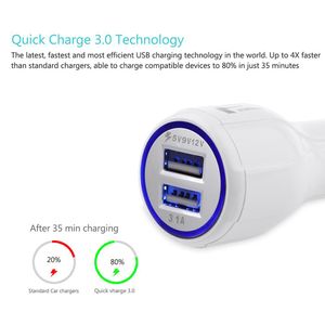 Fast Quick Charge 3.0 Stand Dual USB QC3.0 Car Charger 2.4A para Samsung Galaxy S9 S8 para HTC M9 Nexus 6 LG G4 50pcs / lot