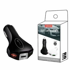 Charge rapide rapide 7A 35W USB C Chargeur de voiture Type C PD QC3.0 3 ports Chargeurs de voiture Adaptateurs d'alimentation automatique pour Iphone 14 15 Samsung F1 avec boîte de vente au détail