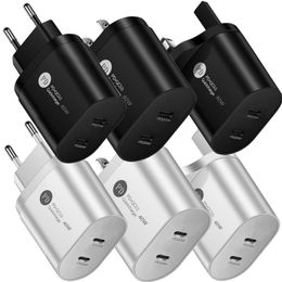 Cargador USB C tipo c 40W carga rápida PD cargadores de pared UE Reino Unido enchufes de EE. UU. para Iphone 15 11 12 13 14 Samsung xiaomi teléfono Android