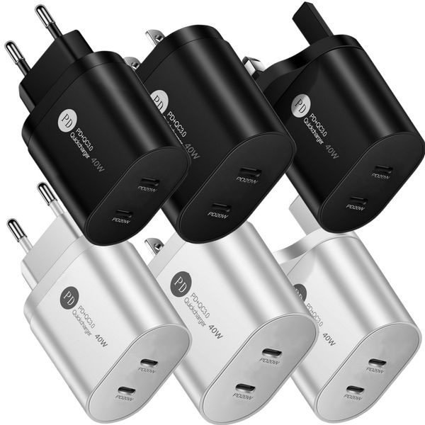 Chargeur USB type-c 40W, charge rapide, PD, prises murales EU UK US, pour Iphone 15 11 12 13 14, Samsung xiaomi, téléphone Android