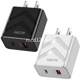 Chargeur rapide rapide double Ports 20W PD USB-C chargeur mural Type c Qc3.0 Eu US AC chargeurs de voyage à domicile pour Iphone 12 13 14 Samsung Htc M1