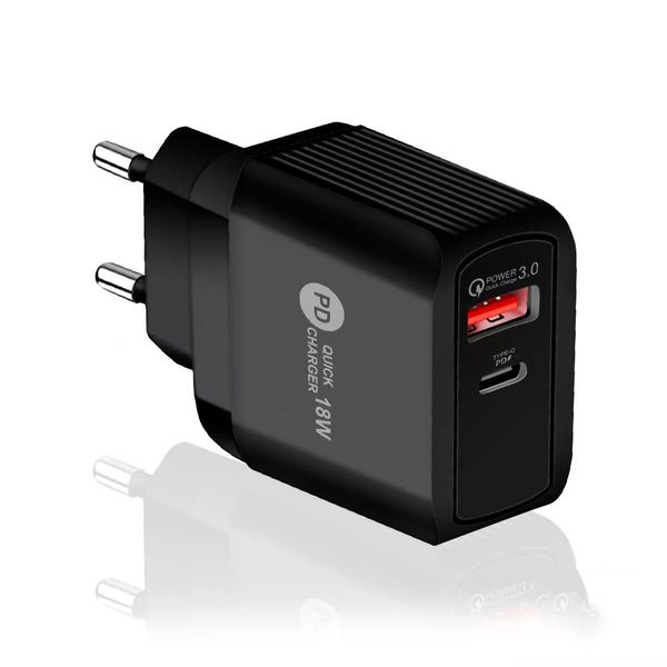 Chargeur rapide rapide QC3.0 12W USB C PD AC, adaptateur mural de voyage, prise EU US, pour Samsung s24 s23 iPhone 15 14 Pro Xiaomi Huawei LG