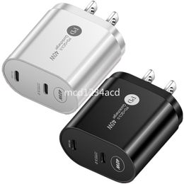 Snelle snelle opladers 40W Dual PD USB-C Type C Wall Charger EU US UK AC-reisadapter voor iPad Air iPhone 12 13 14 15 Pro Max Samsung Tablet PC HTC M1