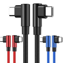 Charge rapide rapide 1M 2M 3M 90 degrés Tabillons en alliage USB C vers USB-C PD TYPE C Câble pour Samsung S8 S10 S20 S23 S24 Huawei HTC LG Téléphone 15 15 Pro