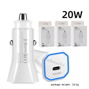 Charge rapide rapide 20W 12W USB C TYPE C PD CHARGEUR DE CAR CHARGEMENT MINI PORTABLE ADAPTATEURS PORTABLE pour iPad iPhone 11 12 13 14 15 Pro Max Samsung HTC LG Android Phone avec boîte