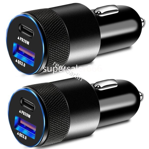 Alliage de charge rapide rapide 38W 15W double ports PD USB C chargeur de voiture adaptateurs d'alimentation automatique pour Iphone 11 12 13 14 15 Samsung S23 S24 Huawei LG Xiaomi Android S1