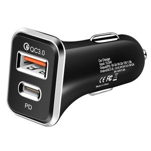 Charge rapide rapide Deux ports QC3.0 PD 20W Chargeur de voiture Adaptateurs d'alimentation du véhicule pour iPhone 13 14 15 Pro Samsung Xiaomi Android Phone PC GPS 38W 12W Chargers