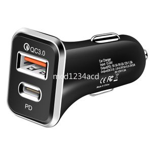 Charges à double facture rapide QC3.0 PD 20W Adaptateurs d'alimentation du chargeur de voiture pour iPhone 13 14 15 Pro Samsung Xiaomi M1 PC GPS 38W 12W Chargers