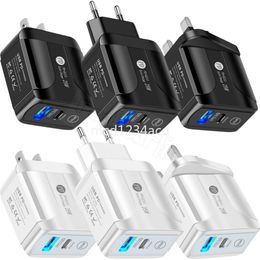 Fast Quick Charging PD USB C Wall Charger 25W 18W 20W Eu US UK 2Ports QC3.0 Type c Power Adapters For Iphone X XR 12 13 14 Pro Max Samsung M1 Mp3 With Retail BOX