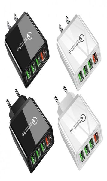 Charge rapide rapide QC30 4Ports chargeur mural Eu US UK 4 USB AC voyage à domicile Type C PD chargeurs adaptateur secteur pour IPhone Samsung Ta3573036