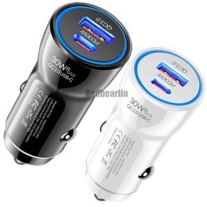Charge rapide rapide Usb C Car Charger 48W PD30W PD 20W TYPE C ALIMENTATION ADATPERS POUR IPHONE 14 15 Pro Samsung HTC Android Phong Tablet PC GPS
