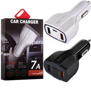 Charge rapide de voiture USB C rapide 3 ports USB Type C PD Chargeurs 35W 7A Adaptateurs d'alimentation automatique pour iPad iPhone 11 12 13 14 15 Samsung S20 S22 S23 S1