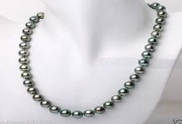 Fast Real Fine Pearls Jewelry 1820inch 910mm Tahitian authentine Black Peacock Bleu Green Pearl Collier 14K CLASP1478916