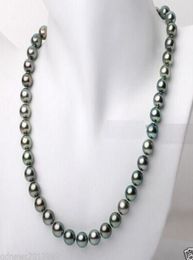 Bijoux de perles fines rapides rapides 1820inch 910 mm Tahitien Génétique Black Peacock Bleu Green Pearl Collier 14K CLASP1315550