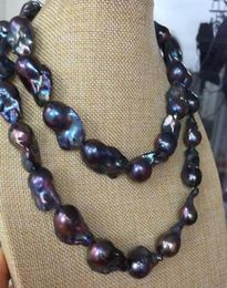 Fast Real Fine Pearls Bijoux magnifique 2530 mm Tahitian Peacock Blue Pearl Collier 38 pouces 14K4891673