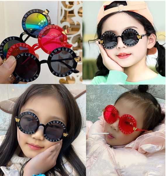 Navires rapides enfants lunettes de soleil mignonnes verres de sport en plastique rond pour bébés filles garçons en gros