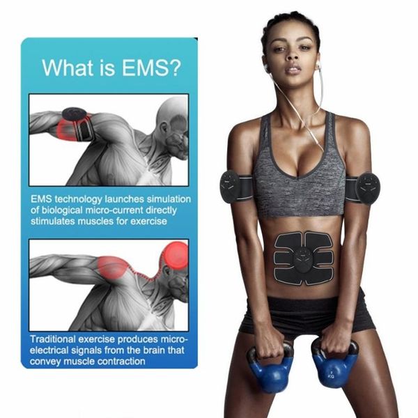 Estimulador muscular de envío rápido, máquina delgada EMS, 8 pastas para el vientre, estimulación inalámbrica, tren para quemar grasa, tonificación, belleza, equipo de Fitness