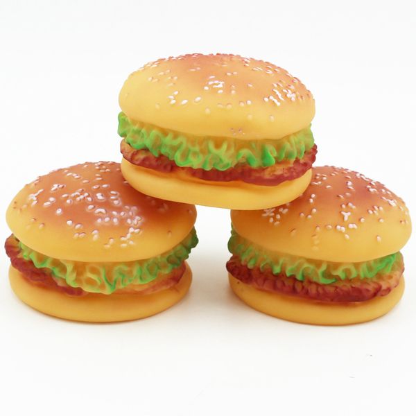 Fast ship Squeaky Burger Pet Hamburger Jouet pour chien Jouets sonores Boules de dentition Chien sphérique Durable Chiot Interactif Chiens résistants à la déchirure Soulager l'ennui