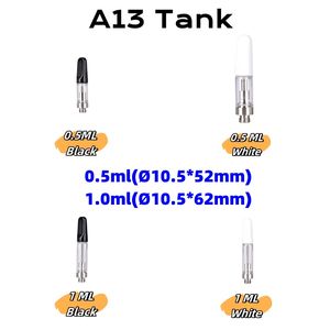 Livraison rapide Prix d'usine en gros A13 Chariots de vape Ampoule Pyrex Fat Glass Cartouche jetable 0,5 ml 1,0 ml Atomiseur d'huile de vape 10,5 mm de diamètre 510 Cartouche d'huile épaisse