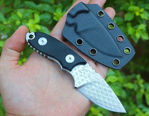 Snel verzonden Survival Rechte mes VG10 DAMASCUS Steel Drop Point Blade Volledige Tang G10 Handvat vaste bladen Messen met Kydex