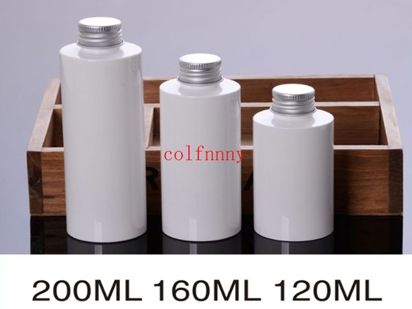 Envío rápido 120/160/200ML botella de agua de maquillaje de plástico, tapa de rosca contenedor de tóner vacío, botella de loción recargable, tapa de aluminio