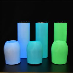 Snelle verzending 12oz sublimatie gloed wijnglas gloeien in de donkere lichtgevende verf cups roestvrij staal waterflessen drinken melk mokken A12