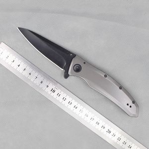 2200 Grid Assisted Knife 8Cr13Mov 58HRC Lame Acier Gris Manche Noir Plain Edge EDC Collection de couteaux de poche