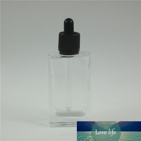 Bouteille d'huile essentielle carrée en verre transparent de 50ml, avec compte-gouttes, récipient d'huile essentielle de 1OZ, bouteille de parfum, 50 pièces/lot, livraison rapide