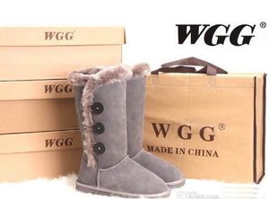 Expédition rapide Bottes hautes classiques WGG de haute qualité pour femmes Bottes pour femmes Bottes de neige Bottes d'hiver Bottes en cuir
