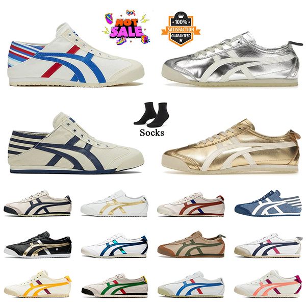 Casual Designer Onitsuka Tiger Mexico 66 Shoes Tigers Onitsukass Canvas Trainers Silver Gold Off White Jogging Sneakers