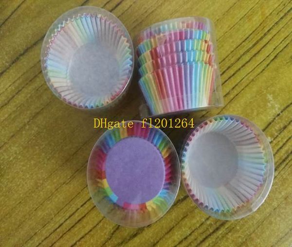 Expédition rapide New Colorful Rainbow Paper Cake Cupcake Liners Baking Muffin Cup Case For Wedding Party