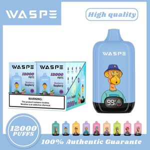 Expédition rapide Pod de vapeur prérempli Waspe 12000 bouffées Randm boîte numérique E-cig Prix de gros Pas de fuite Pas de coût supplémentaire Vape jetable e cigarette vape stylo