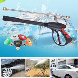 Snelle verzending groothandel 16pcs / lot druk wasmachine pistool 4000 PSI Power Spray Car Wash Pistool met M22-14mm draad 21 inch verlenging toverstaf en 5 mondstuk tips