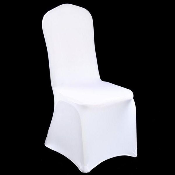 Expédition rapide En gros Vente en gros de chaises de chaise blanche universelle Spandex Elastic Lycra Hôtel Banquet Party Chaise de mariage Couvre Vente en gros