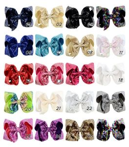 Snelle scheepswhole 20colors 6039039Cute babymeisjes Jojo Hair Bow Grosgrain Whorl Barrettes Pailletten Bowknot Hair Clip Duck CL6819066