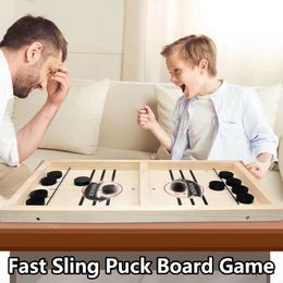 Fast Sling Puck Game Poby Wooden Table Hockey Winner Games Interactive Toy Sling Puck Puck Board Game Toys for Children 240514