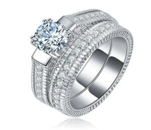 Snelle SONA synthetische diamanten verlovingsring semi-mount 18k witgouden bruiloft diamanten ring dubbellaagse combinatie 6341690