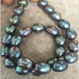 Rapide stnning 10-12mm tahitien baroque noir vert gris perle perles en vrac 18inches227Q