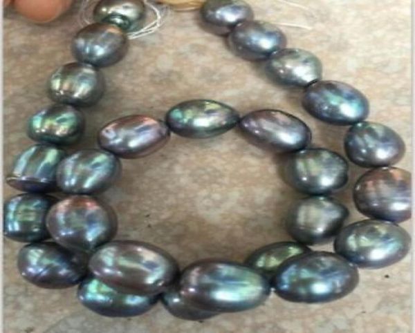Rapide stnning 1012mm tahitien baroque noir vert gris perle perles en vrac 18 pouces 8209324