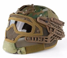 SNELLE Tactische Helm BJ PJ MH ABS Masker met Bril voor Airsoft Paintball WarGame Motor Fietsen Hunting2895404