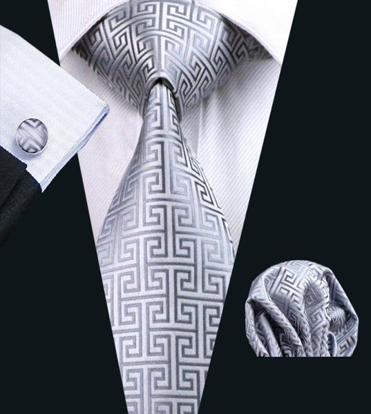 Fast Tie Mens Grey Silk Hankerchief Set Jacquard Woven Mens Tie Set Business Work Formel Meeting Wedding Leisure N04846088877