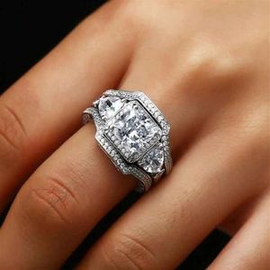 Fast Vintage Diamond Drie stenen diamanten trouwring Vrouwen Huwelijksverjaardag Dag Cadeau Hoge kwaliteit Nooit Fade221l