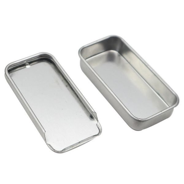 Caja de lata deslizante blanca rápida Caja de embalaje de menta Cajas de contenedores de alimentos Caja de metal pequeña Tamaño 80x50x15mm FY5343 E0411