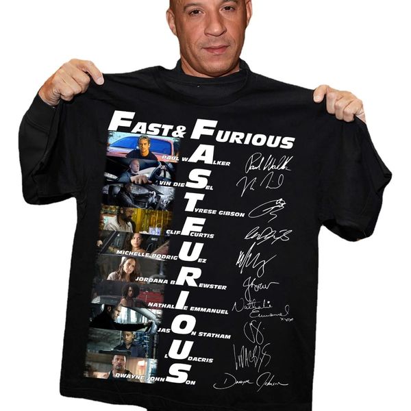 Fastand Furious Characters Signatures Mens Tshirt Premium Coton Colonté à manches courtes Oneck Unisexe S3XL 240409