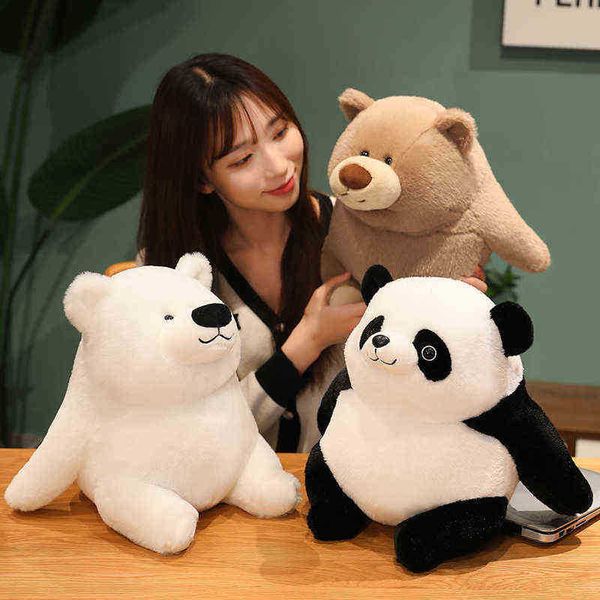 Fat Cute Cartoon Bear Panda Plüschkissen Spielzeug ldren Cuddles Panda White Bear Plüschpuppe Weiches schläfriges Kissen J220729