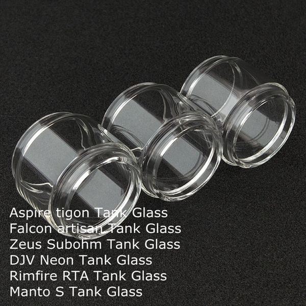 Tube en verre d'ampoule de remplacement de bulle de Pyrex d'extension de graisse pour Tigon Falcon Artisan Zeus Sub Ohm DJV Neon Rimfire RTA Manto S Tank DHL