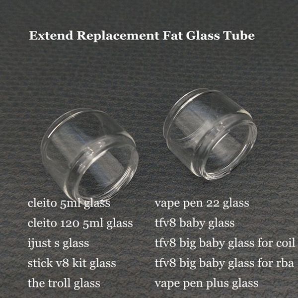 Fat Extend Expansion tubo de vidrio de bombilla de repuesto pyrex para bolígrafo 22 plus tfv8 baby big cleito 120 ijust s stick v8 kit the troll tank